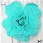 24" Giant 3D Artificial Flowers for Wedding Room Wall Decoration - Turquoise - Pack of 2