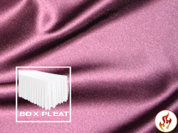 Flame Retardant Satin Lamour Box Pleat Table Skirt - 8FT  (3 Sides Covered) - 13FT Section - 2-Pack