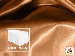 Flame Retardant Satin Lamour Box Pleat Table Skirt - 8FT  (4 Sides Covered) - 21FT Section - 2-Pack