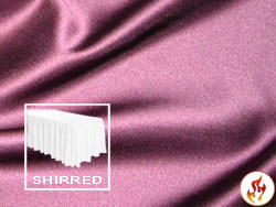 Flame Retardant Satin Lamour Shirred Table Skirt - 6FT  (4 Sides Covered) - 17FT Section - 2-Pack
