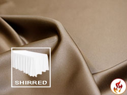 Flame Retardant Satin Lamour Shirred Table Skirt - 8FT  (3 Sides Covered) - 13FT Section - 2-Pack