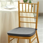 2" Thick Chair Seat Padded Sponge Cushion With Poly Thread Soft Fabric Straps and Removable Zippered Cover - Charcoal Gray
