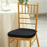 2" Thick Velcro Strap Chiavari Chair Cushion with Removable Velvet Cover - Black
