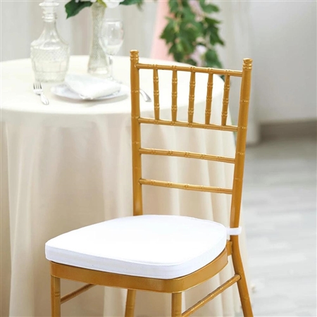2" Thick Velcro Strap Chiavari Chair Cushion with Removable Velvet Cover - White