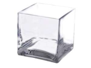 4" Glass Block Vase (Clear)