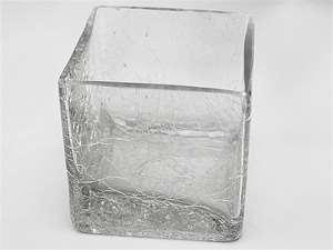 4" Magnificent Stained-Glass (Clear) Block Vase