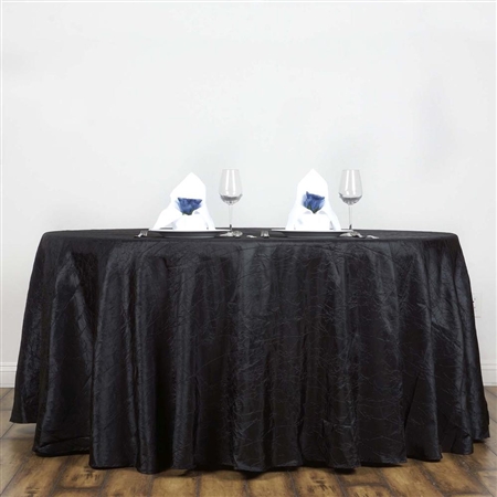 Black 117" Crinkle Taffeta Round Tablecloth