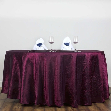 Burgundy 117" Crinkle Taffeta Round Tablecloth