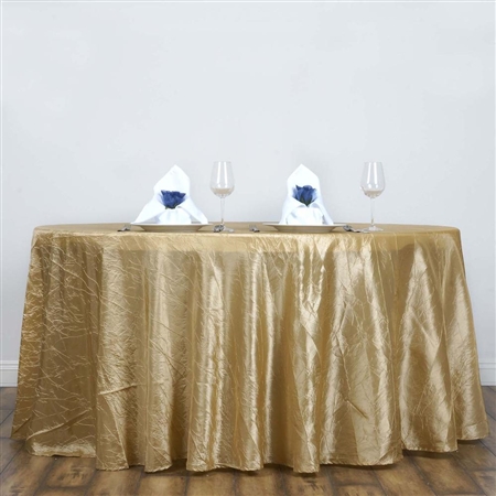 Champagne 117" Crinkle Taffeta Round Tablecloth
