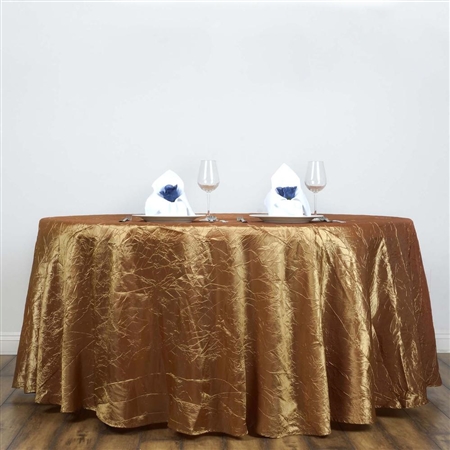 Gold 117" Crinkle Taffeta Round Tablecloth