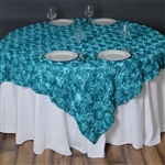 72"x72" Grandiose Rosette Table Overlays - Turquoise