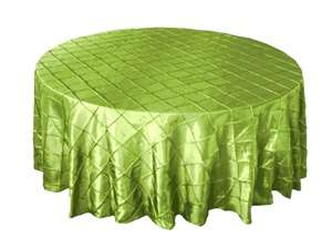 132" Round Tablecloth Pintuck - Apple Green