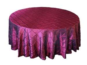132" Round Tablecloth Pintuck - Burgundy
