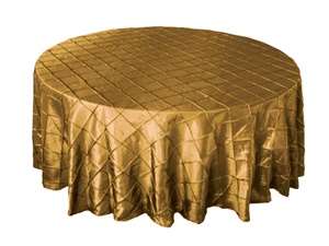132" Round Tablecloth Pintuck - Gold