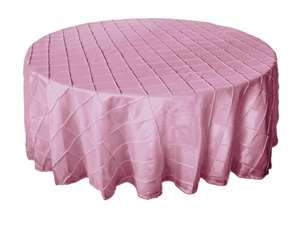 132" Round Tablecloth Pintuck - Pink