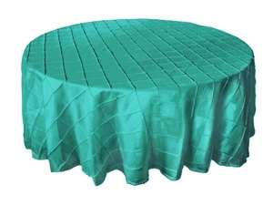 132" Round Tablecloth Pintuck - Turquoise