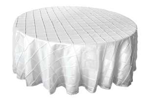 132" Round Tablecloth Pintuck - White