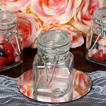Wholesale Clear Square Mason Glass Jars for Candy Beverage with Clear Lid - Pack of 12