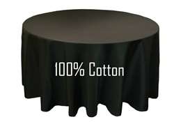 Cotton Tablecloth - Black 120" Round