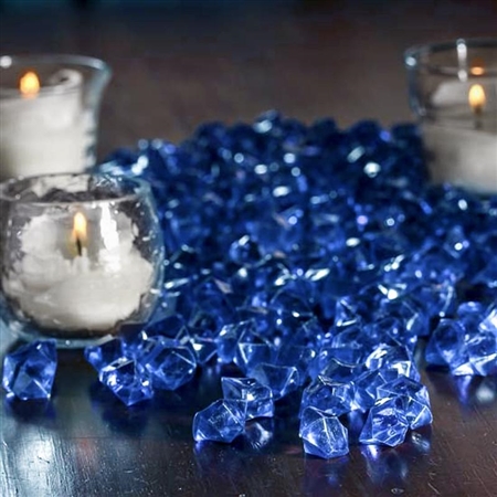 Mini Acrylic Ice Bead Vase Fillers Table Decoration - 400 Pack - Ocean Blue