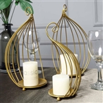 11" Gold Metal Candle Place Cards Holders - Set of 3
