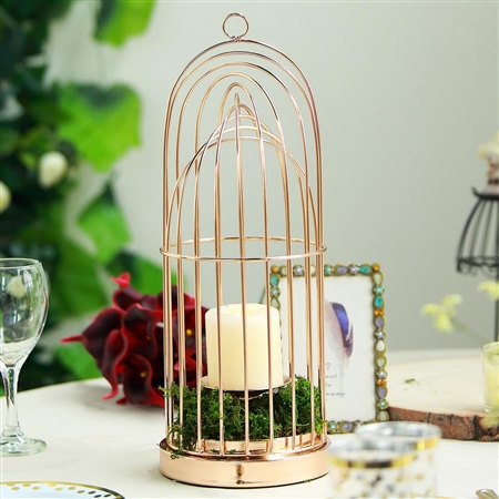 17" Gold Metal Cage Pillar Candle Holder Wedding Centerpiece