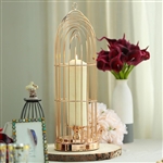 21" Gold Metal Cage Pillar Candle Holder Wedding Centerpiece