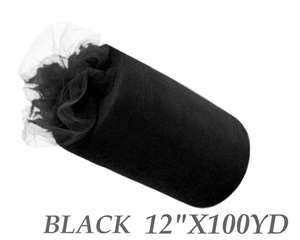 12"x100yd Tulle Rolls - Black