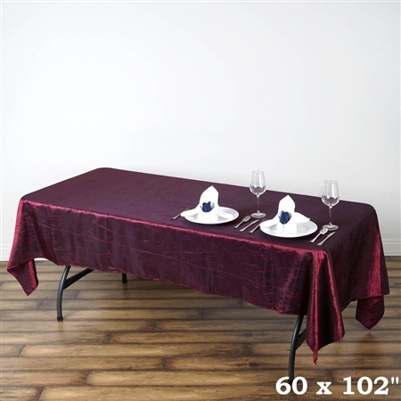 Burgundy Crinkle Taffeta Tablecloth 60x102"