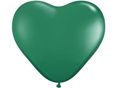 25pk 12" Green Heart Balloons for celebrations and parties.