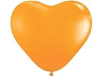 25pk 12" Orange Heart Balloons for celebrations and parties.
