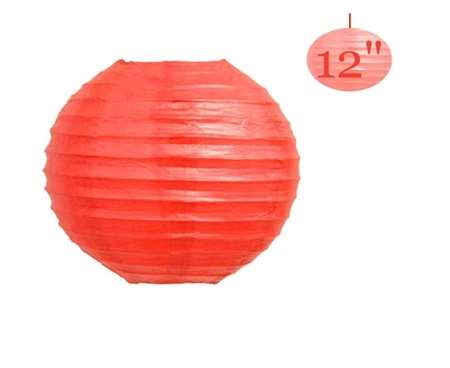 12" Hanging Paper Lantern - Red 12/pk