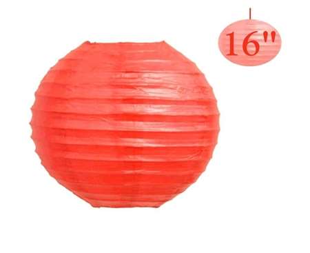16" Hanging Paper Lantern - Red 12/pk
