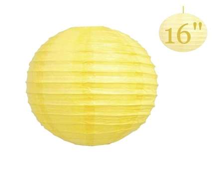 16" Hanging Paper Lantern - Yellow 12/pk