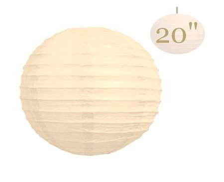 20" Hanging Paper Lantern - Cream 12/pk