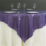 60" x 60" Grand Duchess Sequin Table Overlays - Purple