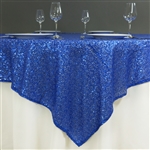 60" x 60" Grand Duchess Sequin Table Overlays - Royal Blue