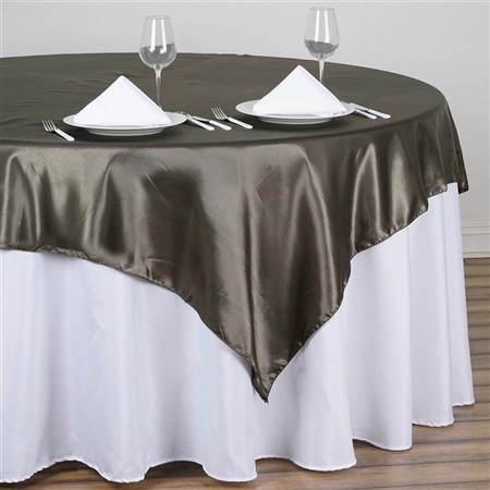 60" Laurel Green Satin Square Overlay for Wedding Catering Party Table Decorations