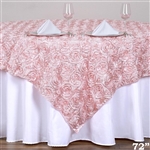 72"x72" Grandiose Rosette Table Overlays - Rose Gold/Blush