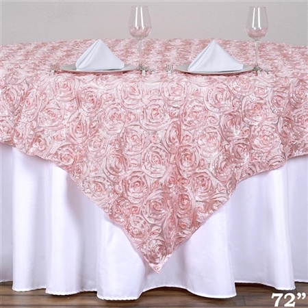 72"x72" Grandiose Rosette Table Overlays - Rose Gold/Blush