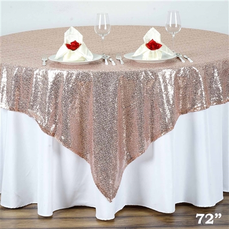 72"x72" Grand Duchess Sequin Table Overlays - Blush