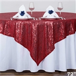 72"x72" Grand Duchess Sequin Table Overlays - Burgundy