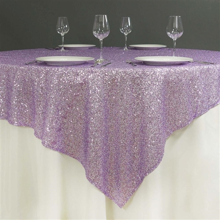 72"x72" Grand Duchess Sequin Table Overlays - Lavender