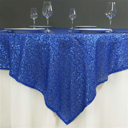 72"x72" Grand Duchess Sequin Table Overlays - Royal Blue