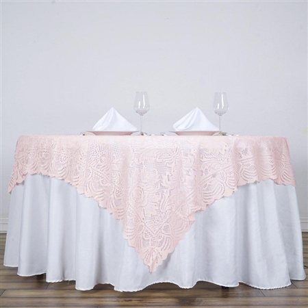 72"x72" Elegant Lace Table Overlays (Jolly Good) - Blush