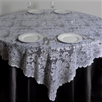 72"x72" Elegant Lace Table Overlays (Jolly Good) - White