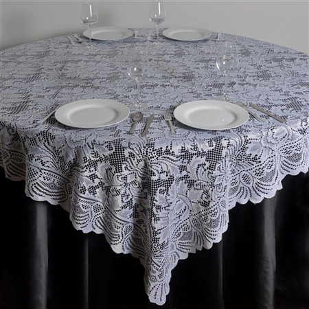 72"x72" Elegant Lace Table Overlays (Jolly Good) - White