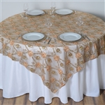72"x72" Extravagant Fashionista Table Overlays - Gold Lace Netting