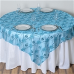 72"x72" Extravagant Fashionista Table Overlays - Turquoise Lace Netting