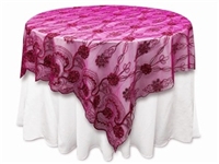 72"x72" Fashionista Table Overlays - Fushia Lace Netting